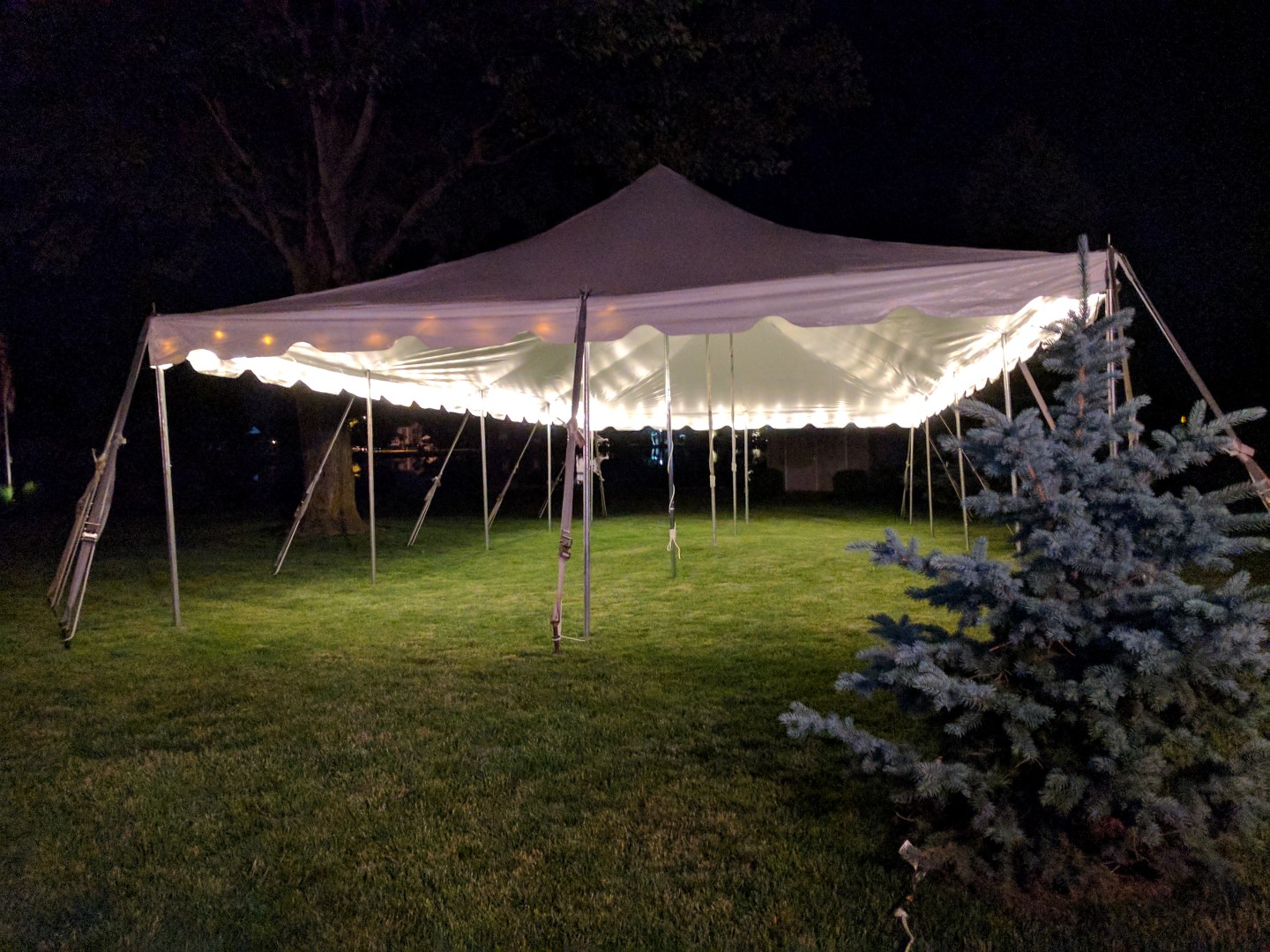 Tent lighting provides a safe environment allowing guests to have better visibility in the tent at dark